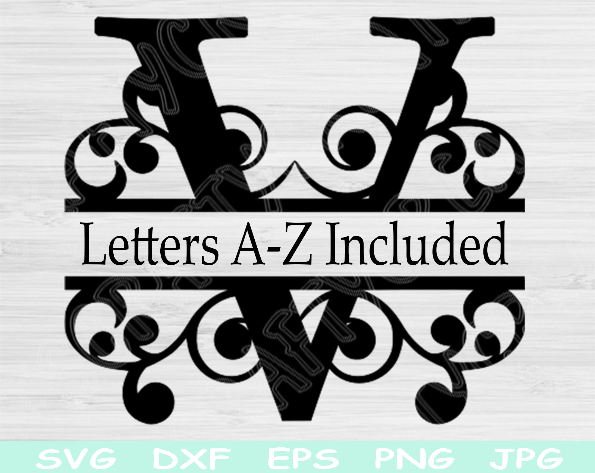 floral alphabet split monogram bundle, letters free svg file - SVG Heart