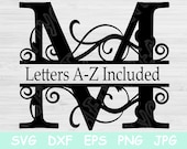 Split Monogram Svg, Split Letter Svg. Alphabet Svg Files for Cricut, Regal Initial Svg, Font Svg Designs for Silhouette, Script Svg Dxf, Png