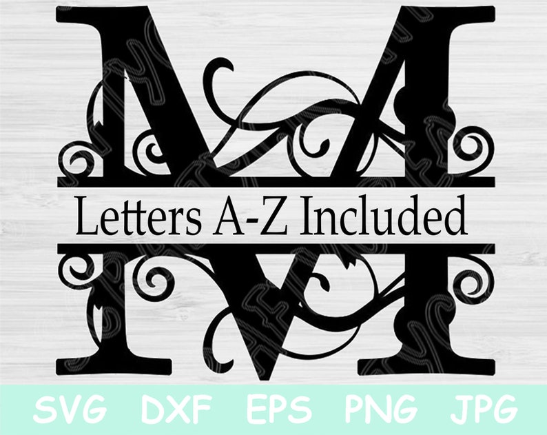 Split Monogram Svg, Split Letter Svg. Alphabet Svg Files for Cricut, Regal Initial Svg, Font Svg Designs for Silhouette, Script Svg Dxf, Png 