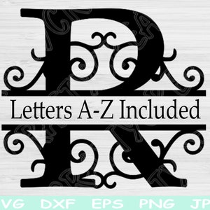 Letra dividida Svg, Monograma Svg, Dxf, Eps, Png Descarga digital instantánea Diseño Svg para Cricut, Glowforge, Archivo de corte vectorial de silueta Vector