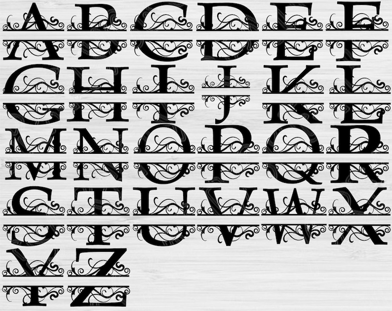 Download Split Monogram Svg Letter Svg. Bold Alphabet Svg With Vine | Etsy