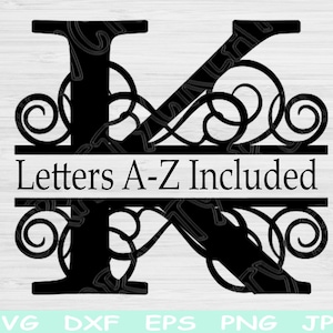 Split-Monogramm-Alphabet-Svg, Split-Buchstabe-Monogramm Svg, Dxf, Eps, Png digitaler Download Design Cut-Dateien für Cricut, Glowforge, Silhouette