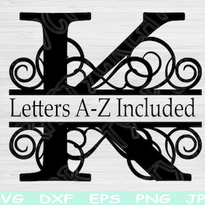 Split Monogram Alphabet Svg, Split Letter Monogram Svg, Dxf, Eps, Png Digital Download Design Cut Files For Cricut, Glowforge, Silhouette