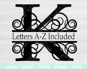 Split Monogram Alphabet Svg, Split Letter Monogram Svg, Dxf, Eps, Png Digital Download Design Cut Files For Cricut, Glowforge, Silhouette