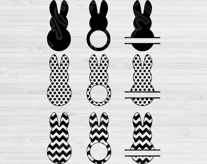 Easter Bunny Svg Monogram Cut Files Kid Digital Designs. Easter Svg Files for Cricut and Silhouette Bunny Svg Split Chevron and Polka Dots