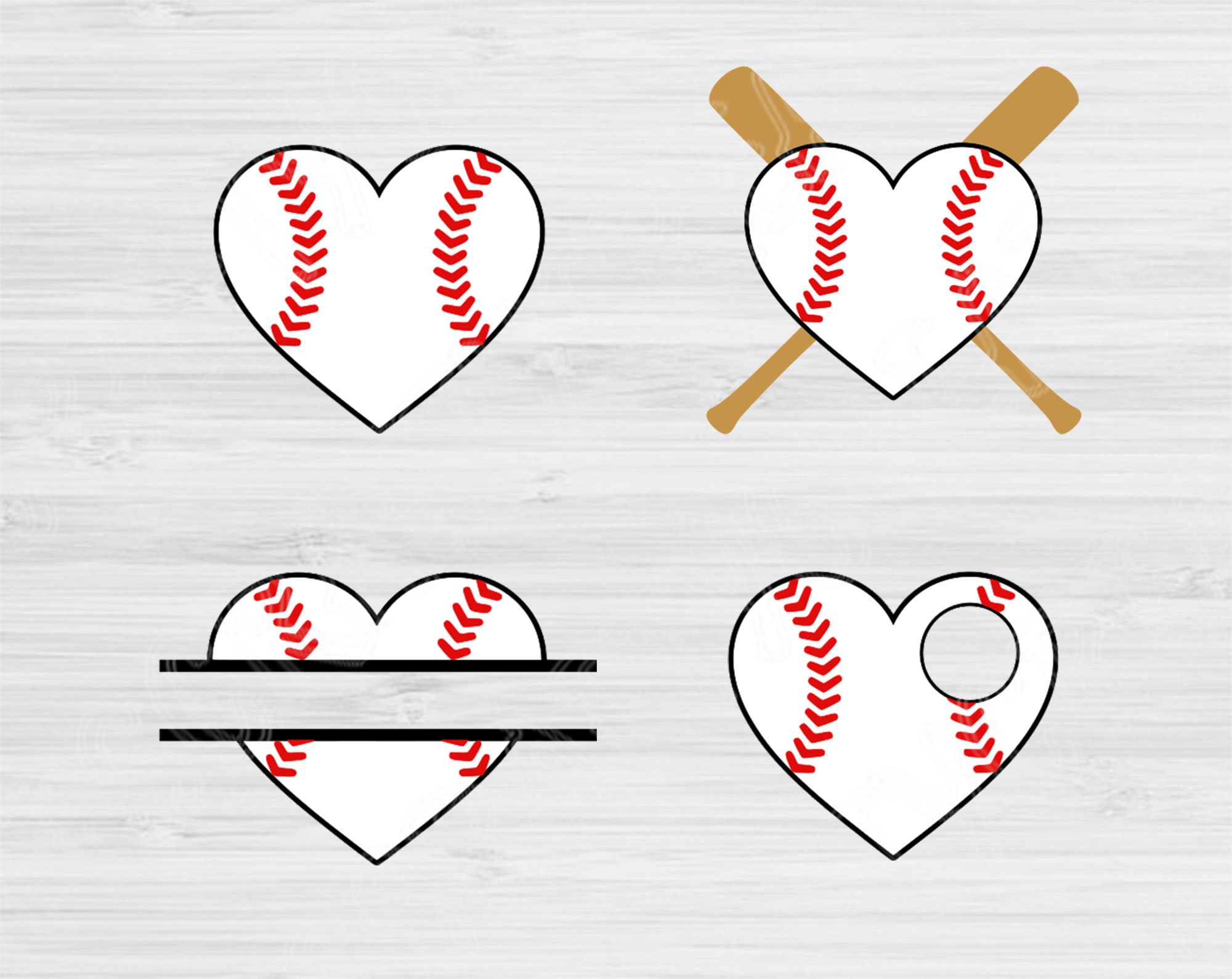 Baseball Heart Svg Bundle Softball Heart Svg Files for Etsy