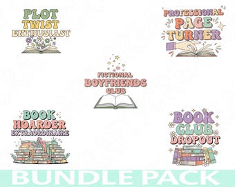 Bookworm Png Bundle, Reading Lover Clipart, Book Club Design, Book Aesthetic Png, Bookish Sublimation, Reading Humor Png Cozy Reader Clipart