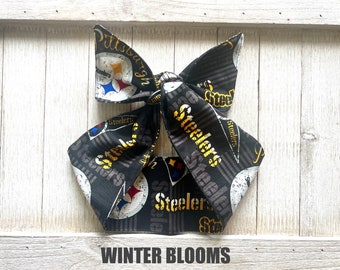 Pittsburg STEELERS | Hair Head Wrap | Self Tie Knotted Headband |  Head Scarf Wrap | Neck Scarf | Purse Scarf | Ear wrap