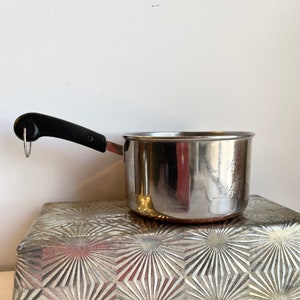 Vintage Revere Ware mini copper bottom pot with spout, measuring cup, butter melting utensil, retro kitchen mcm, cooking baking, foodie gift