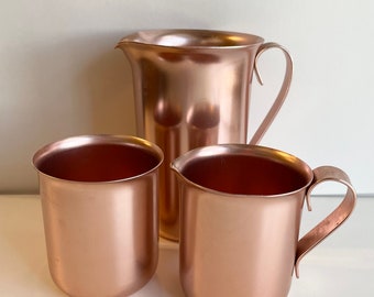 Vintage Color Craft Rose Gold Anodized Aluminum Creamer and Sugar Set