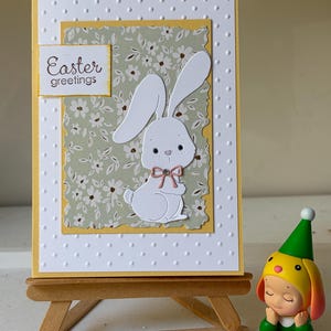 Easter Card - Bunny Rabbit pink bow