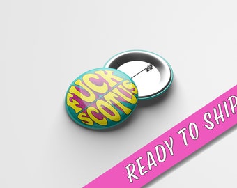 F SCOTUS Reproductive Rights Button/Pin | Pro-Choice, Pro-Roe, Anti-Dobbs Decision Political Button | Circus-Inspired Typography
