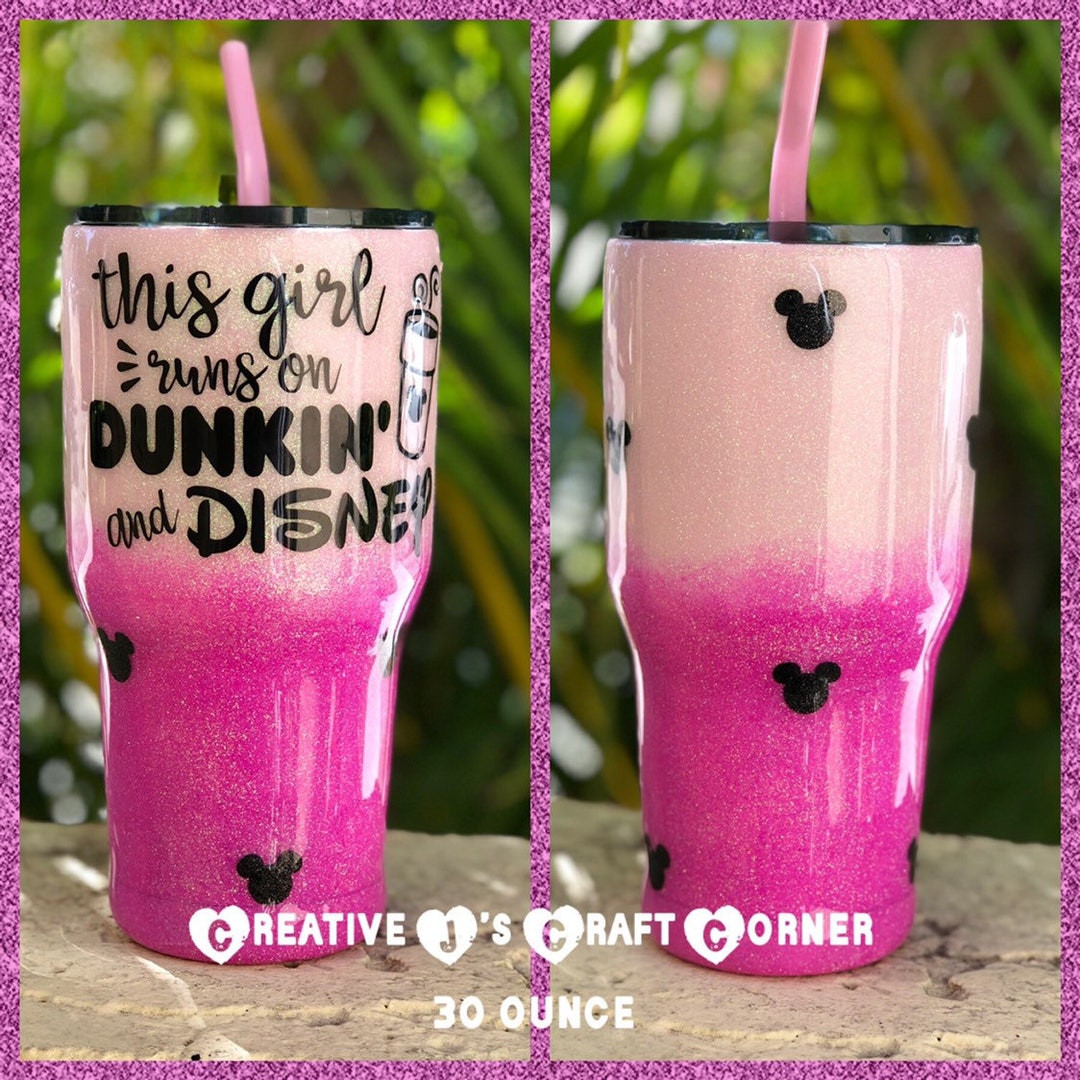 Dunkin' and Disney Glitter Tumbler Etsy
