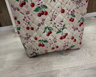Quilted Fabric Totes Bag w/fabric covered nylon straps