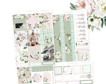 STYLISCHER FRÜHLING | 4 Seiten Planner Sticker Kit | Vertikales Layout | Florale Sticker Planer Kit | Frühling Planer Kit