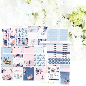 SEASIDE | 6 Page Sticker Kit | ECLPVertical | Summer Sticker Planner Kit