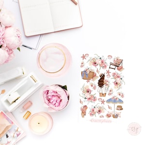 ビーチサンセット | デコステッカーシート | 花柄プランナーステッカー | ガーリープランナーステッカー | サマープランナーステッカー | バケーションステッカー