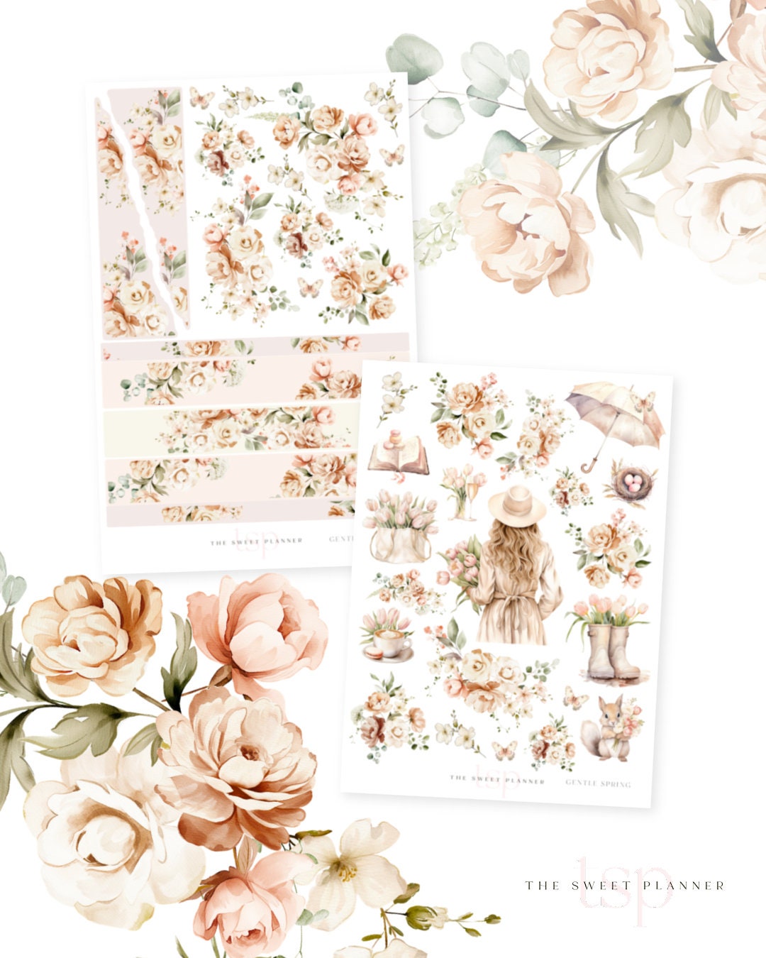 GENTLE SPRING | Dashboard Kit | Floral Planner Stickers | Spring ...