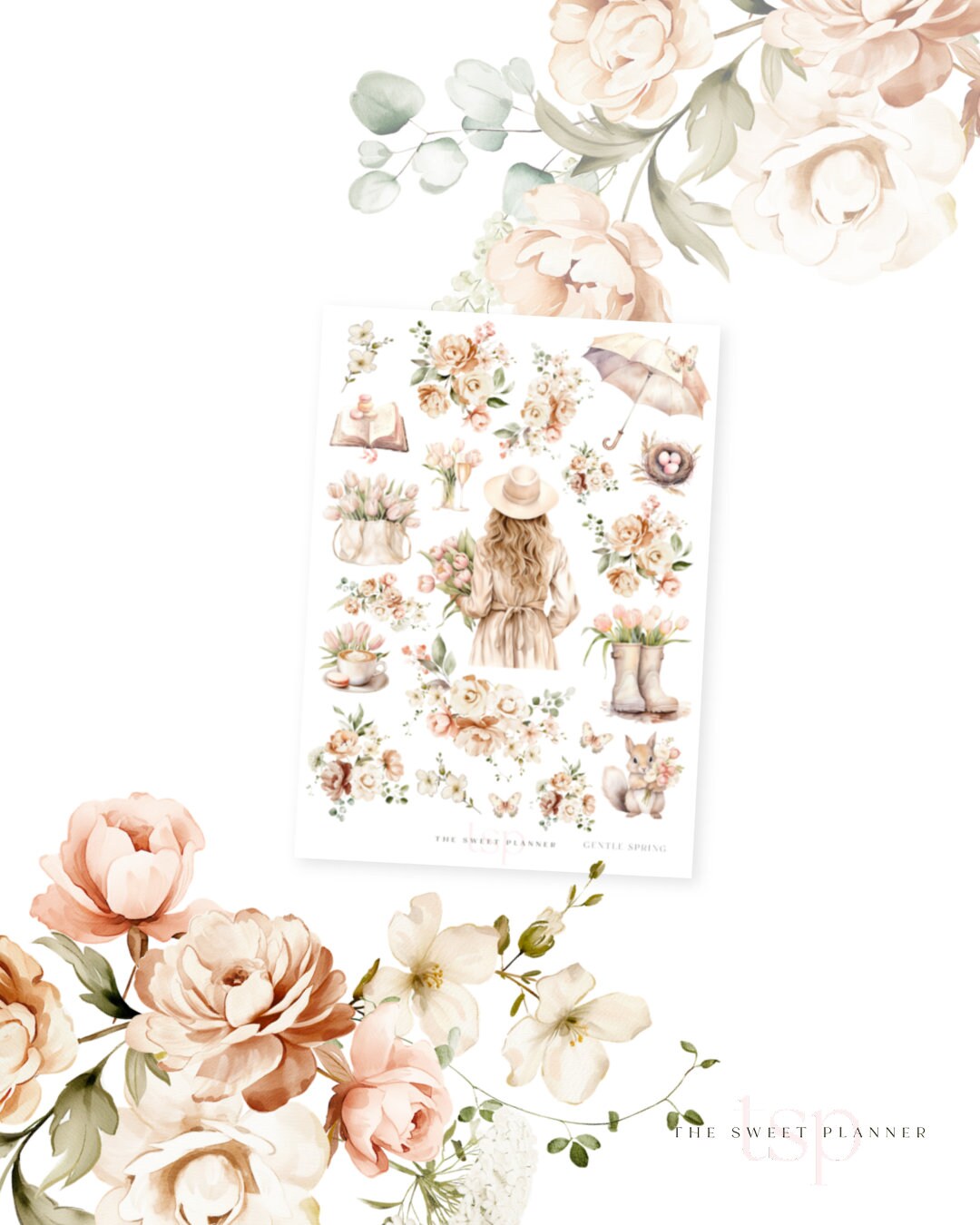 GENTLE SPRING | Deco Sticker Sheet | Floral Planner Stickers | Spring ...