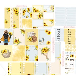Sunflower | 6 Page Planner Sticker Kit | ECLPVertical | Planner Sticker Kit