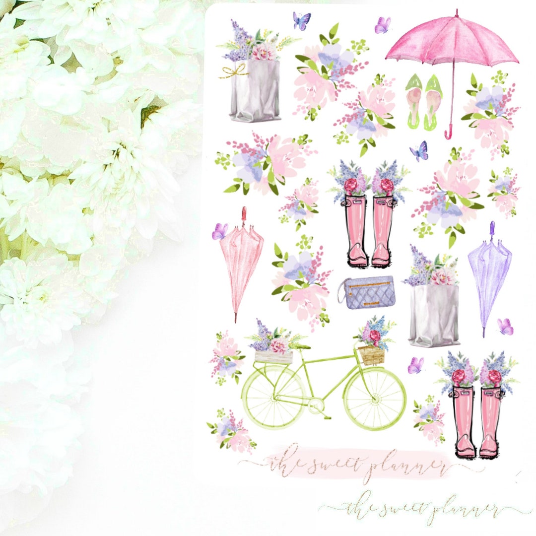 SWEET SPRING | Deco Sticker Sheet | Pastel Planner Stickers | Spring ...