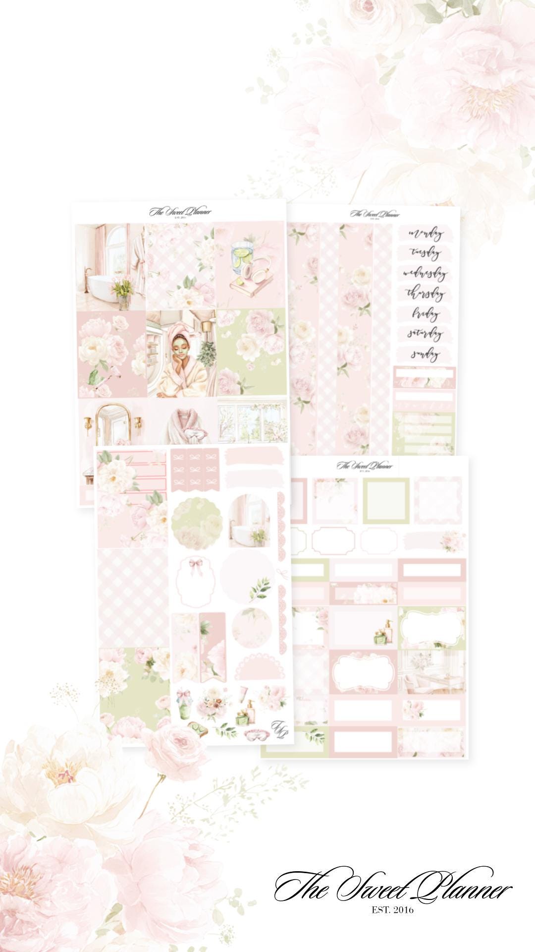 SELF LOVE | 4 Page Planner Sticker Kit | Vertical Layout | Floral ...