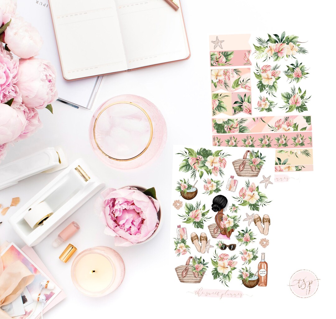 TROPICAL VIBES | Dashboard Kit | Floral Planner Stickers | Girly ...