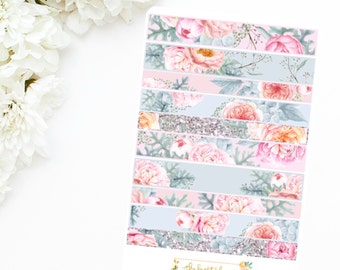 FROSTED PEONY | Faux Washi Sticker Sheet