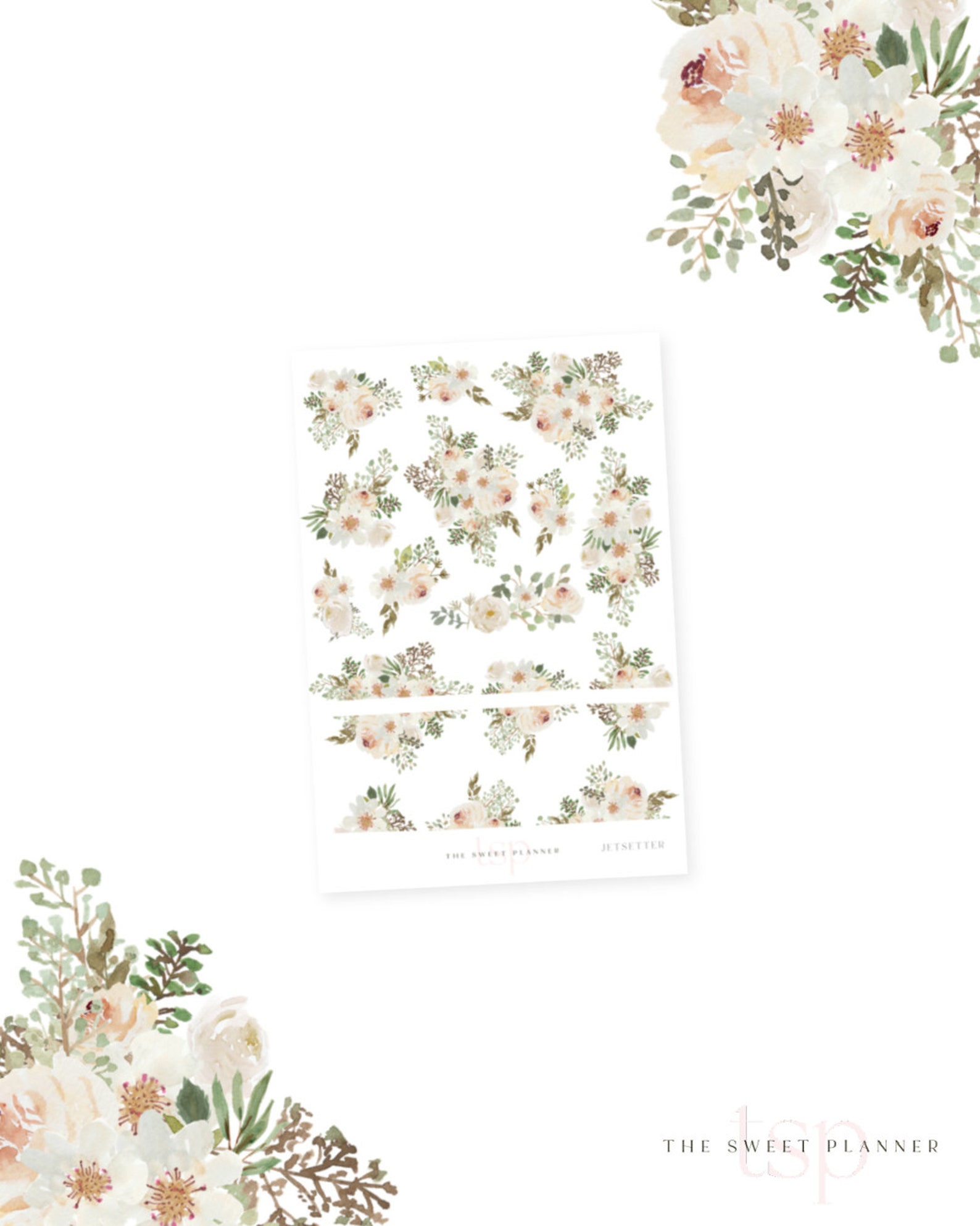 JETSETTER | Deco Sticker Sheet | Floral Planner Stickers | Girly ...