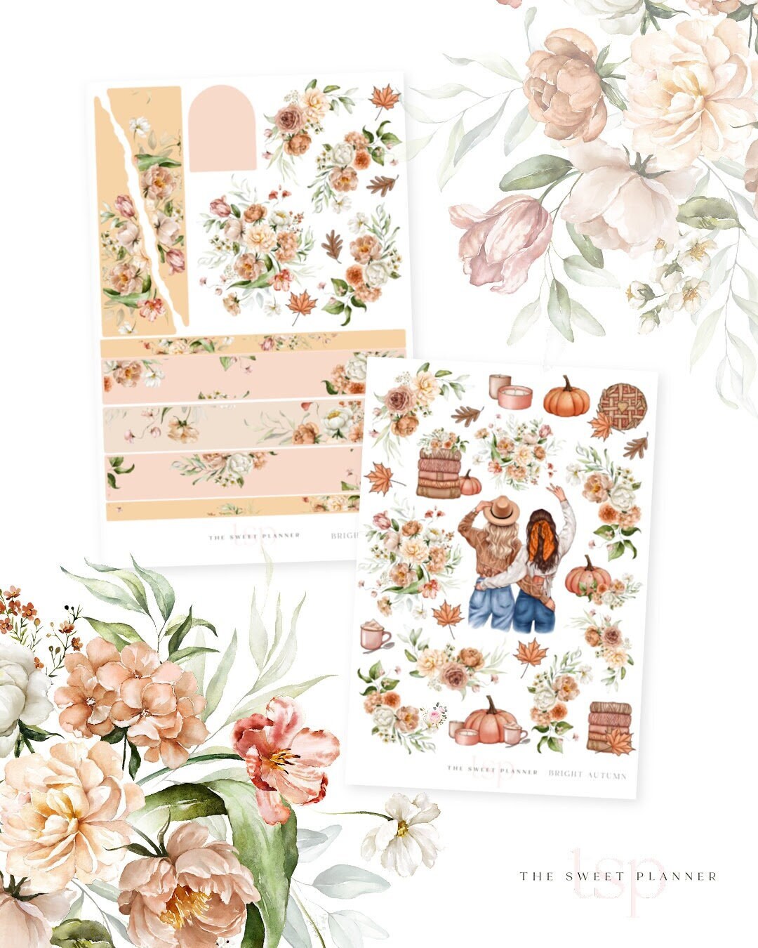 BRIGHT AUTUMN | Dashboard Kit | Floral Planner Stickers | Fall Planner ...