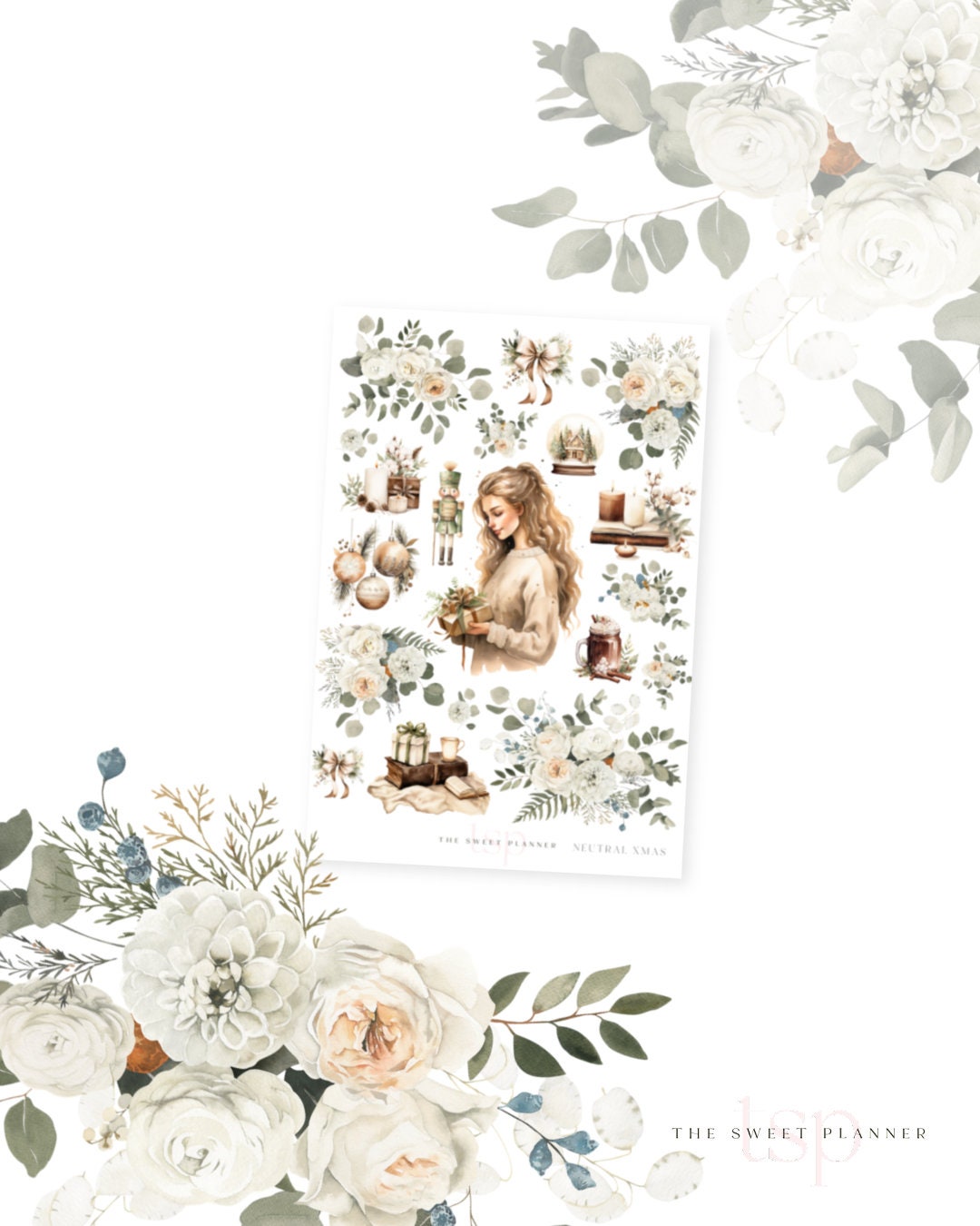 NEUTRAL CHRISTMAS | Deco Sticker Sheet | Floral Planner Stickers ...