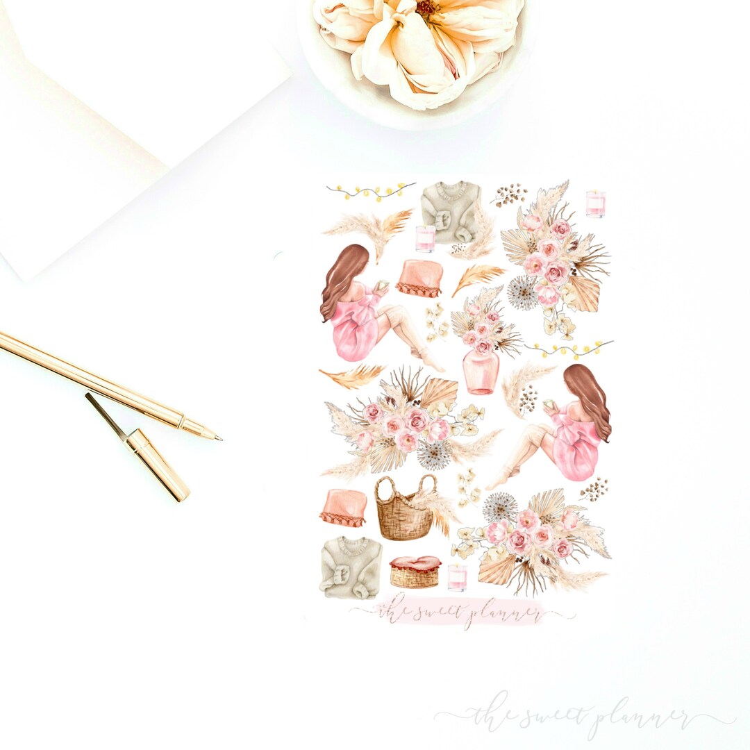 WARM BOHO | Deco Sticker Sheet | Floral Planner Stickers | Boho Planner ...