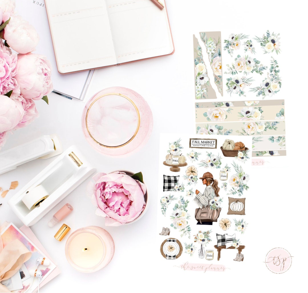 FARMHOUSE FALL | Dashboard Kit | Floral Planner Stickers | Fall Planner ...