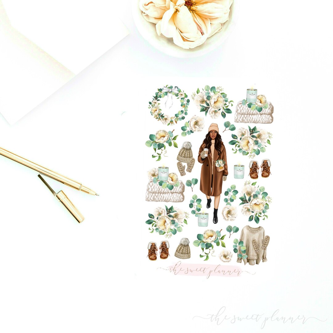 WINTER IN BLOOM | Deco Sticker Sheet | Pastel Planner Stickers | Winter ...