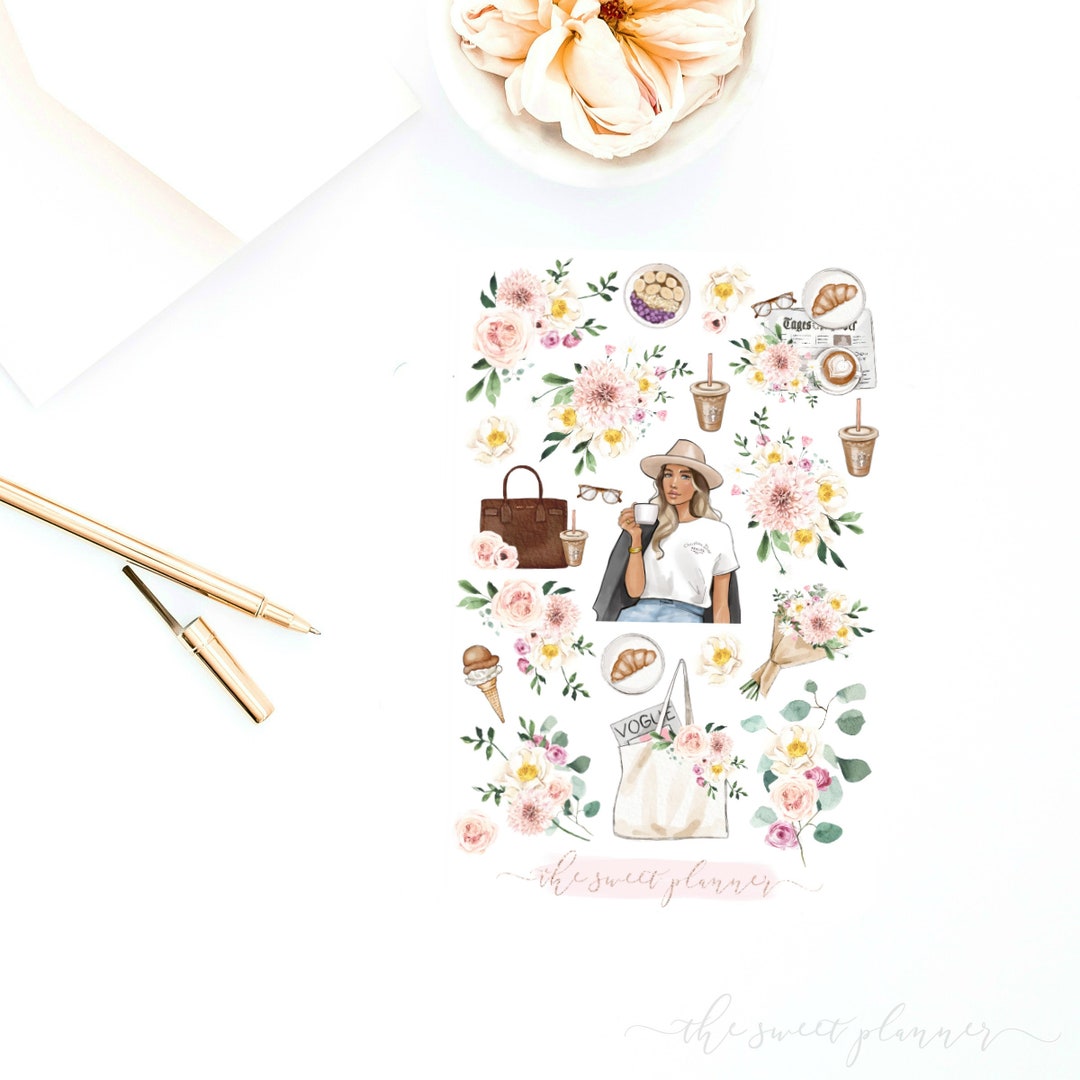 SPRING CAFE | Deco Sticker Sheet | Pastel Planner Stickers | Spring ...