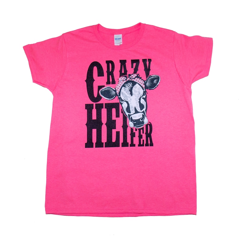 Crazy Heifer Women Cute Cow Bandana T-Shirt Funny Farmer | Etsy