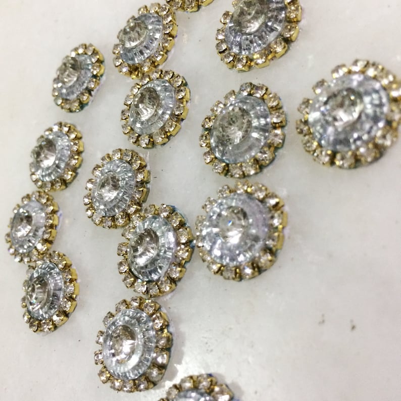 1 Piece Latest Indian Rhinestone Gold Zari Embroidery Applique//Patch Crafting