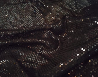 Sequin Georgette fabric. Fabric by the yard. Fancy embroidered fabrics from India Black fabric with sequin fabric. Embroidered fabrics