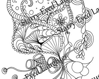 1960s Coloring Page, Psychedelic Coloring Page, Hippie, Trippy, Groovy, Pretty 1970s, Abstract, Printable Coloring Page PDF Digital Download