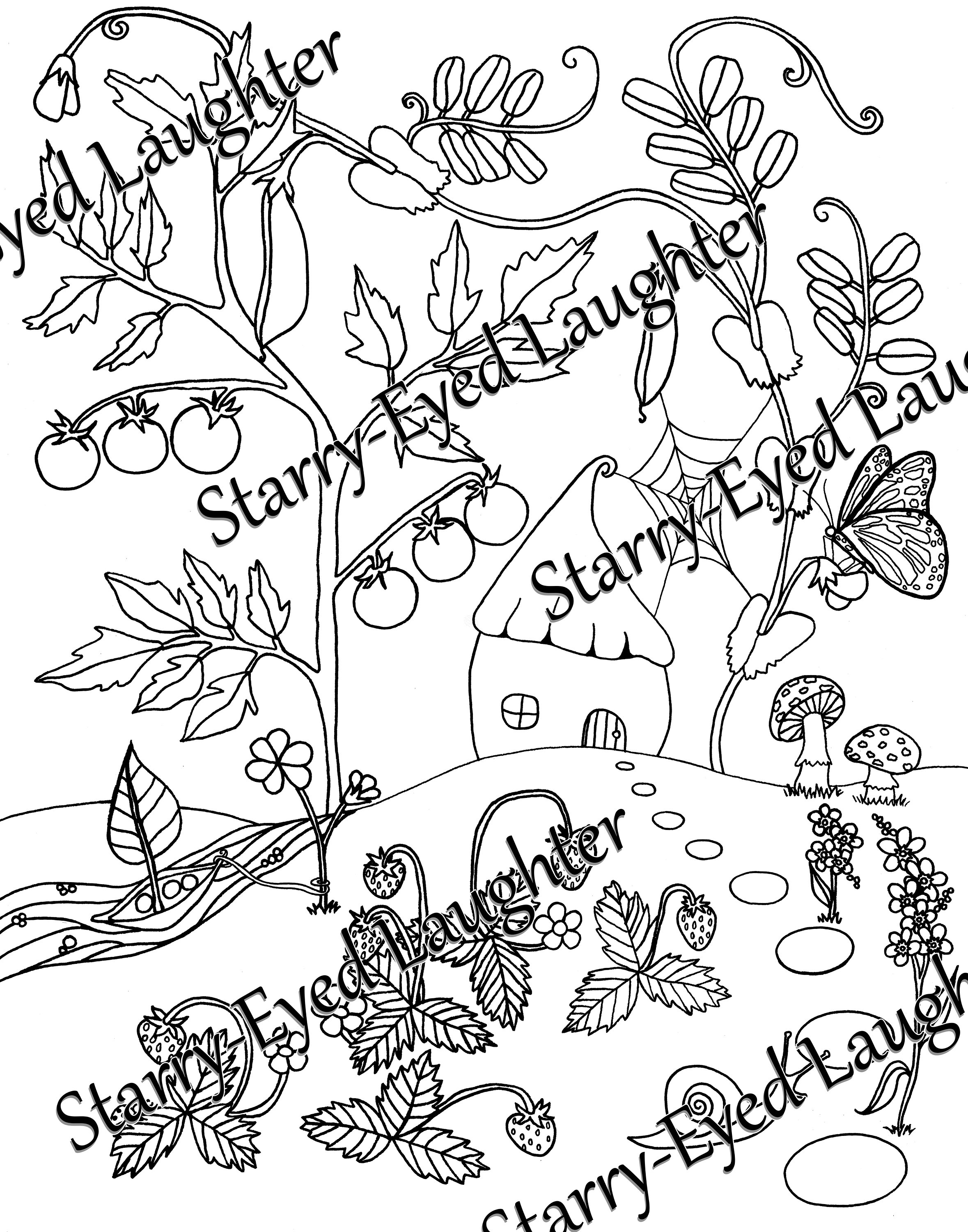 Gnome House printable adult and children coloring page digital | Etsy