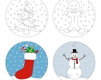 Christmas Ornaments Coloring Craft for Kids Printable PDF File