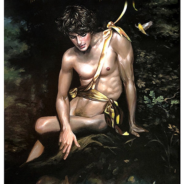 Narcissus. My lovely reflection. Canvas print A3. 30x40 cm, 11x16 inches.