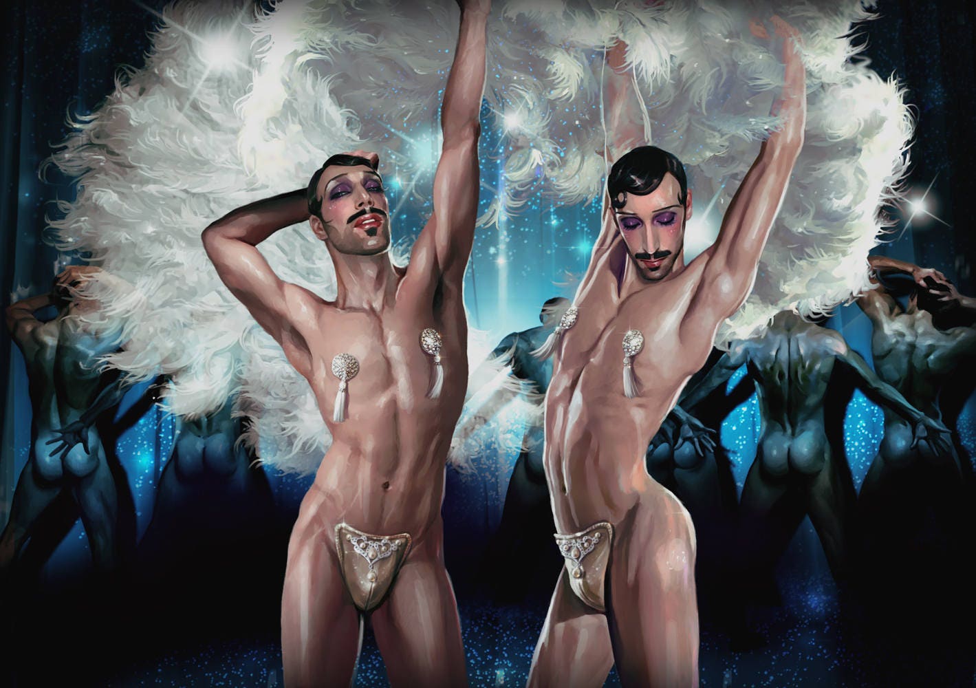 The Beau Belle Brothers. It's a show time. Canvas print. A3.