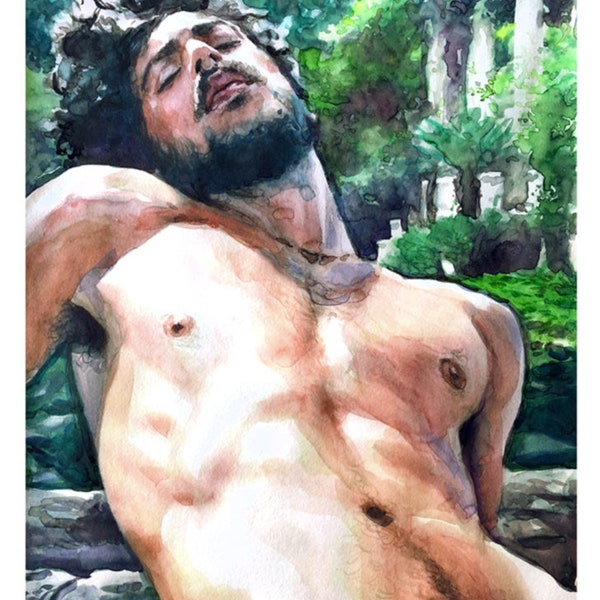 Ivan. Printed copy of watercolor painting of Ali Franco. 30x42 cm. canvas print.