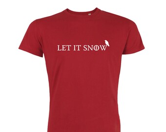 Men's Let it Snow, Game of Thrones Parody T-shirt - Alternative to Christmas Jumper, Xmas Holidays Ugly Sweater - Red