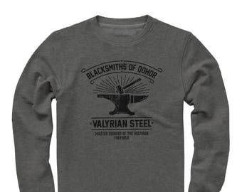 Blacksmiths of Qohor - Valyrian Steel  Mens Sweatshirt - Inspired by Game of Thrones. Mens Game of Thrones T-shirt. Gift, Fan Shirt