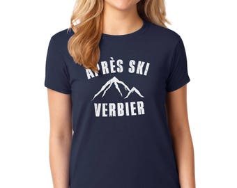 Vintage Look St Verbier Ski Womens Tshirt, Resort, Holiday, Skiing, Winter Sports, Snowboarding, Extreme Sports