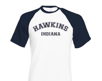 Retro Stranger Things Inspired Hawkins High Baseball Tshirt, Netflix Series, Raglan Style Tee, gift for sci-fi fans nerds and geeks
