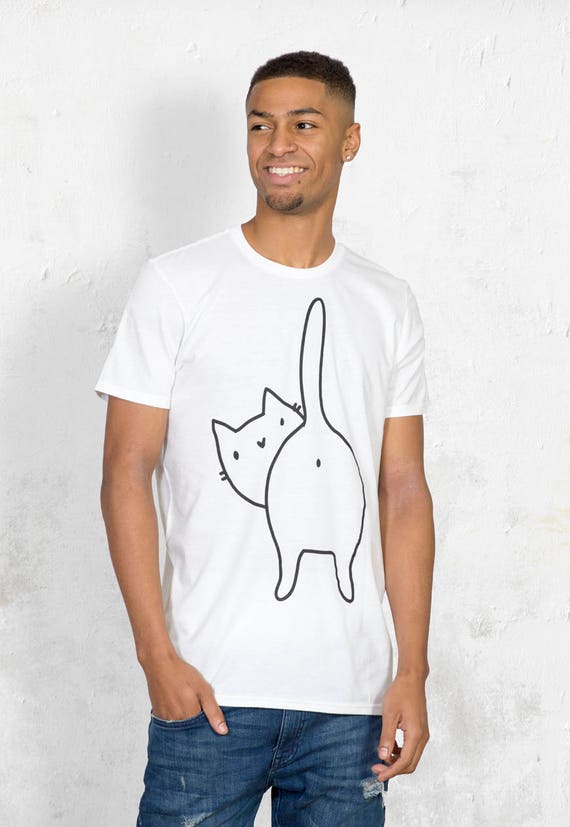 konsol Portræt Samtykke Funny Cat T-shirt Mens Novelty Cat Tee Cats Bum Cute Cat - Etsy