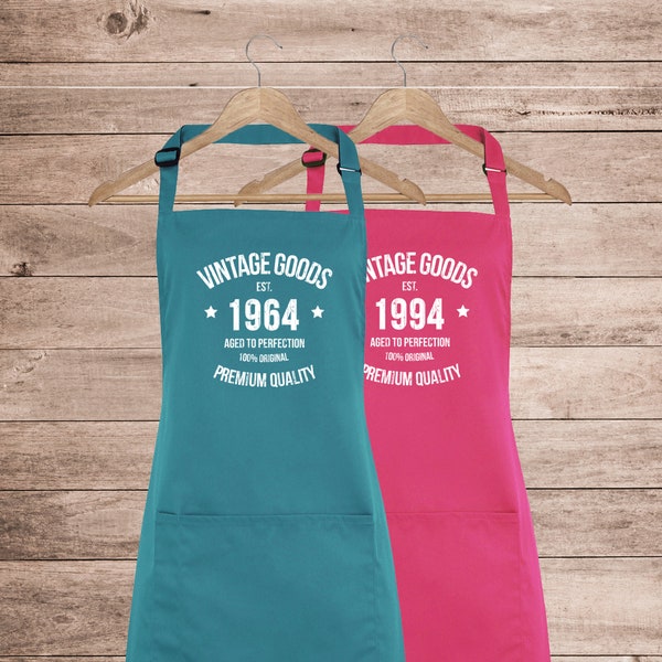 Verjaardagsschort, vintage 30e 40e 50e 60e verjaardagsschort voor koken, bakken of knutselen. Leuk verjaardagscadeau, vintage schort, nieuwigheid schort